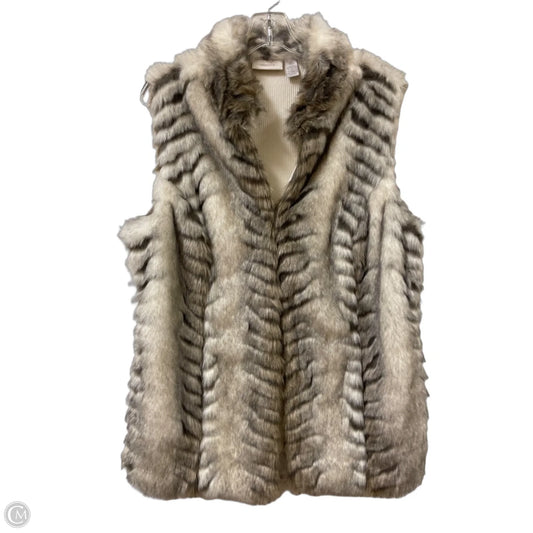 Vest Faux Fur & Sherpa By Chicos In Cream, Size: L