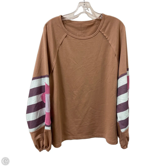 Top Long Sleeve By Clothes Mentor In Brown, Size: L