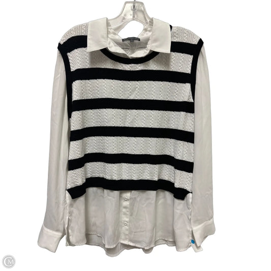 Top Long Sleeve By Adrianna Papell In Black & White, Size: Xl