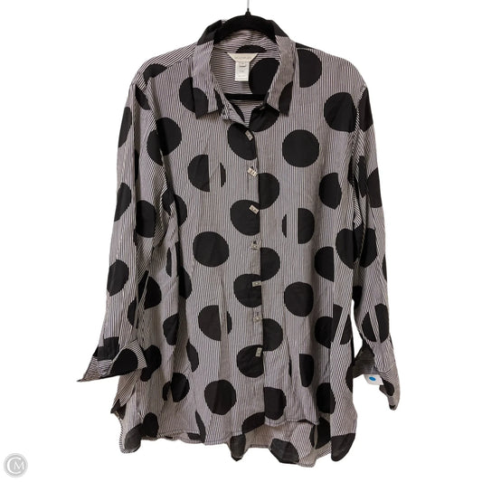 Tunic Long Sleeve By Multiples In Black & Grey, Size: 1x