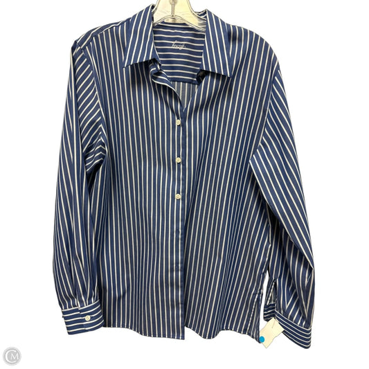 Blouse Long Sleeve By Foxcroft In Blue, Size: L