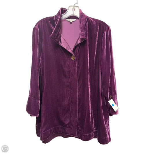 Blouse Long Sleeve By John Mark In Purple, Size: M