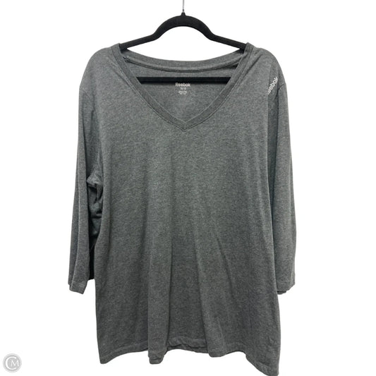 Athletic Top Long Sleeve Crewneck By Reebok In Grey, Size: 1x