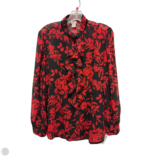 Top 2pc Long Sleeve By Chicos In Red, Size: L