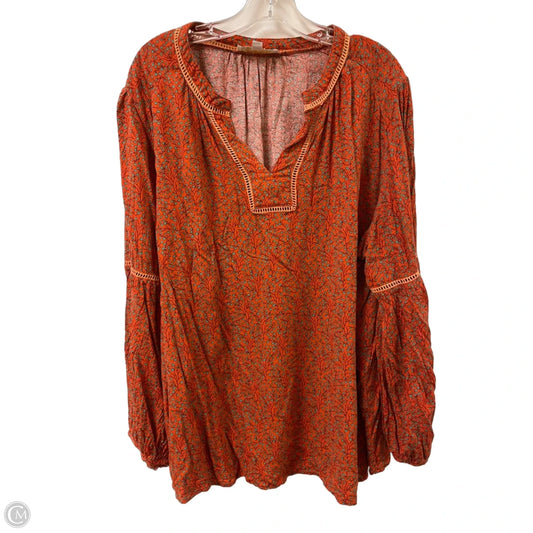 Top Long Sleeve By Suzanne Betro In Orange, Size: 4x