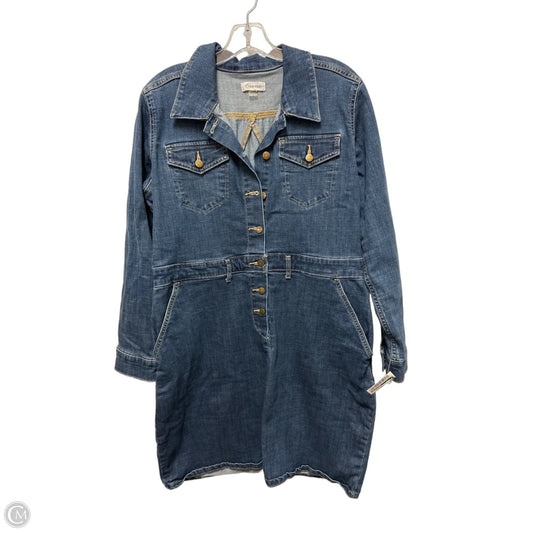 Dress Casual Midi By Calvin Klein In Blue Denim, Size: L