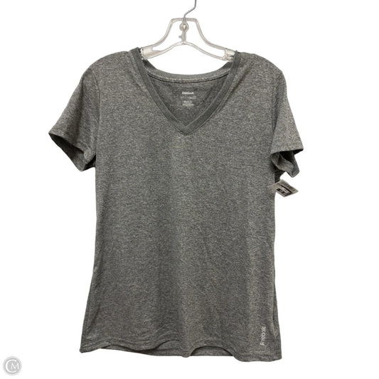 Athletic Top Short Sleeve By Reebok In Grey, Size: L