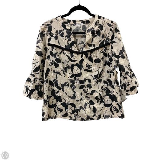 Top Long Sleeve By Voy In Black & Cream, Size: L
