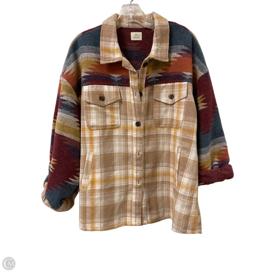 Jacket Shirt By Clothes Mentor In Multi-colored, Size: L