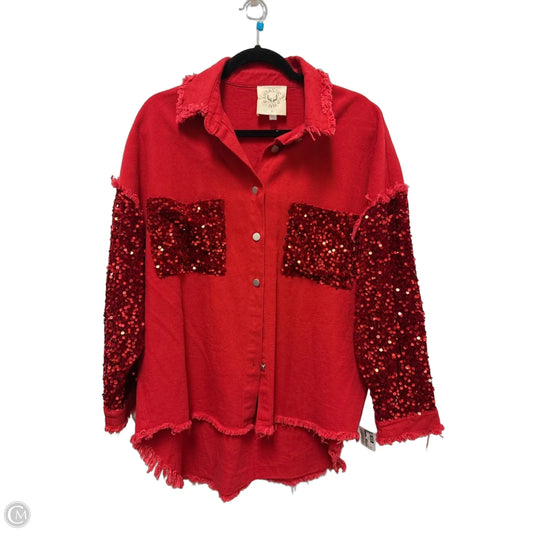 Jacket Denim By Fantastic Fawn In Red, Size: S