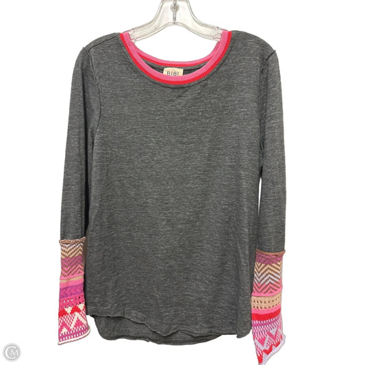 Top Long Sleeve By Bibi In Grey, Size: M