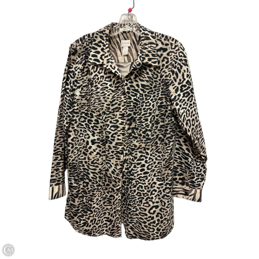 Tunic Long Sleeve By Chicos In Animal Print, Size: L