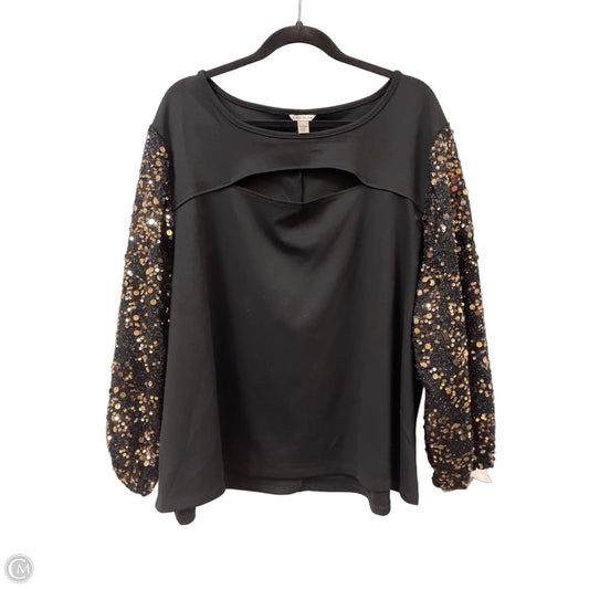 Top Long Sleeve By Cato In Black, Size: 4x