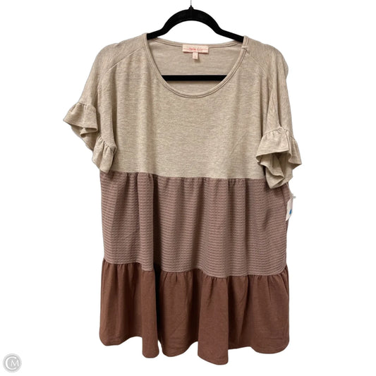 Top Short Sleeve By Hailey & Co In Brown, Size: L