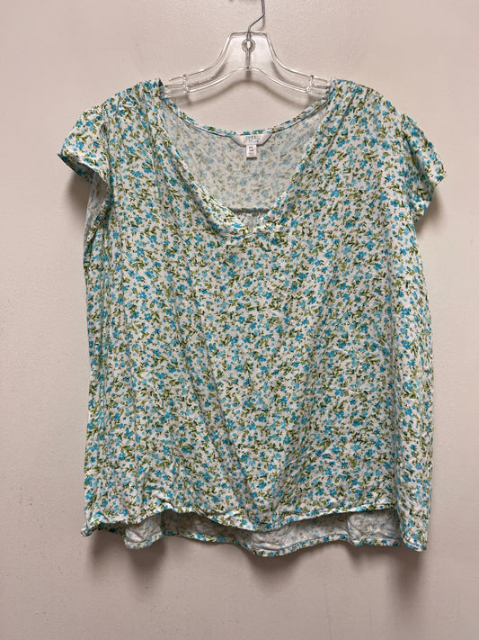 Blue & Green Top Short Sleeve Time And Tru, Size 2x