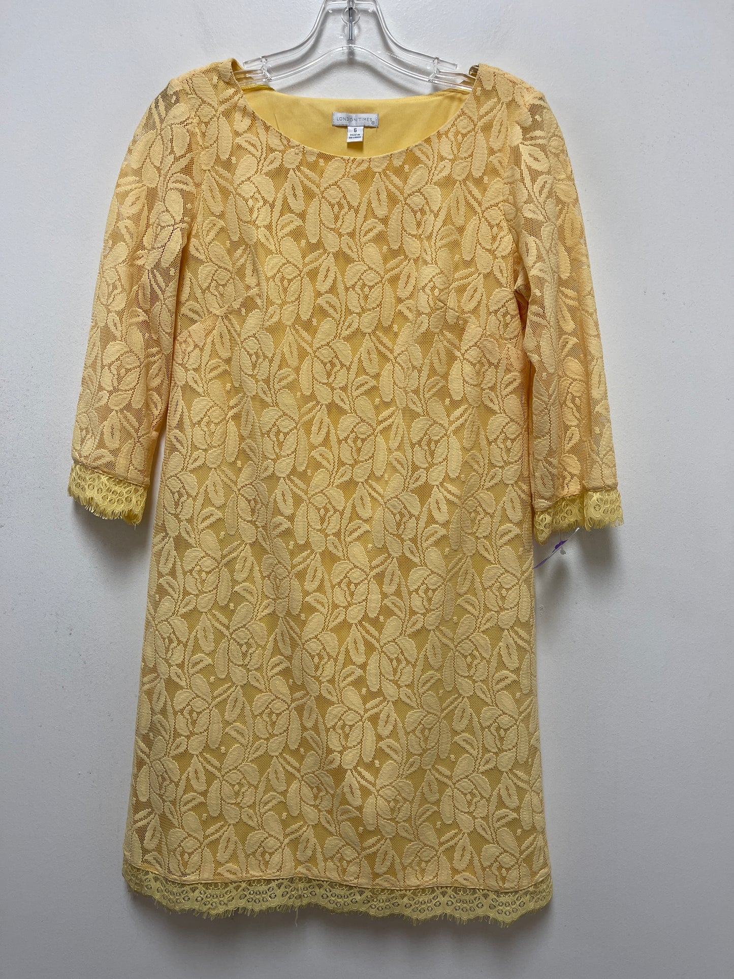 Yellow Dress Casual Short London Times, Size S