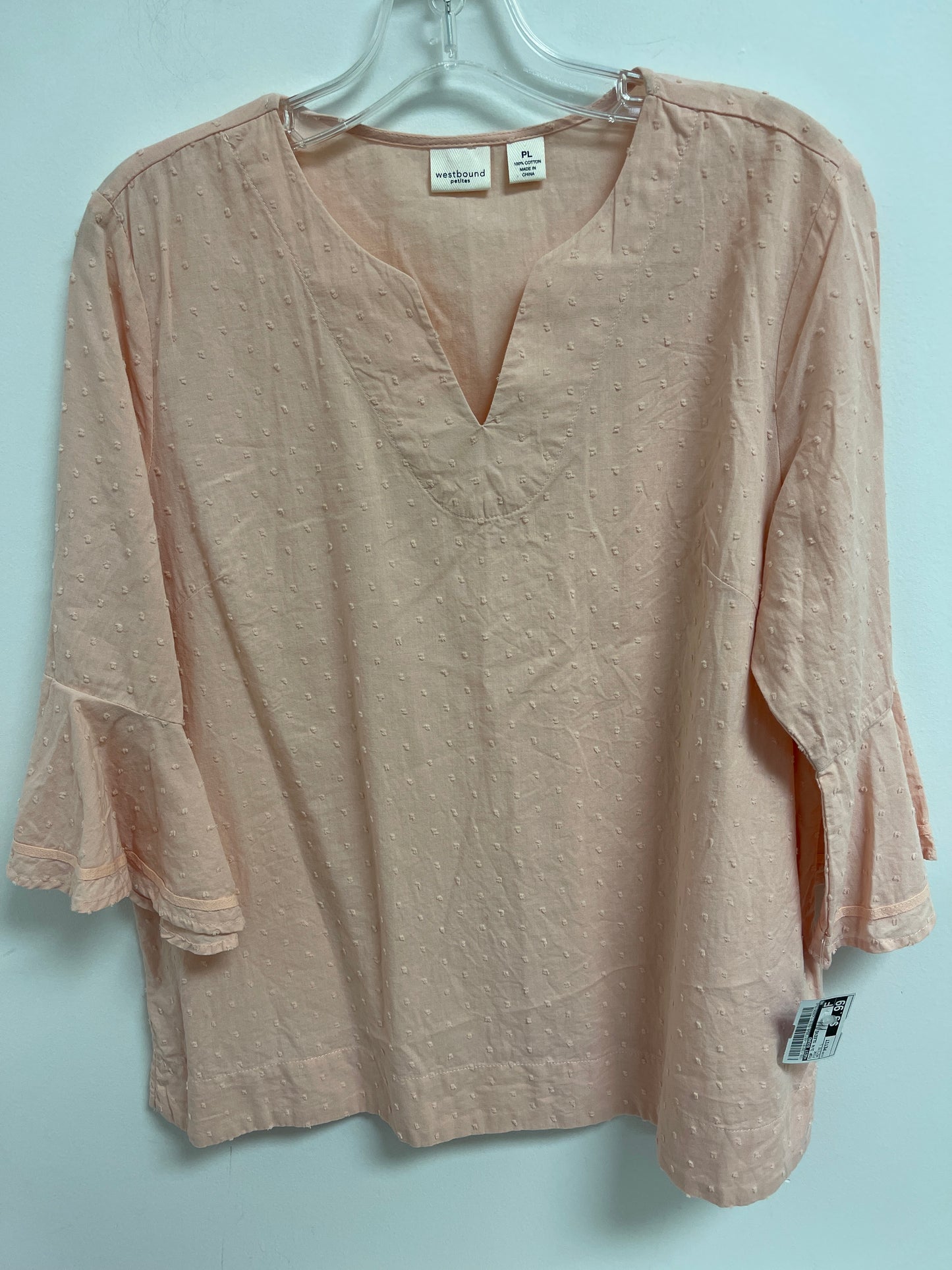 Pink Top 3/4 Sleeve West Bound, Size Petite L