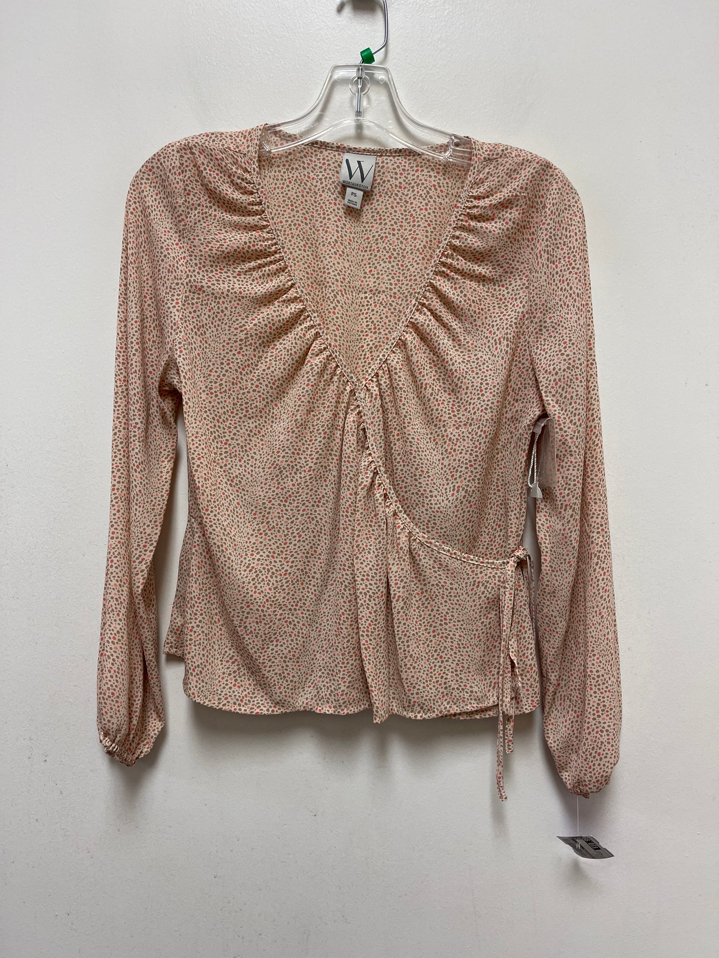 Cream Top Long Sleeve Worthington, Size Petite   S