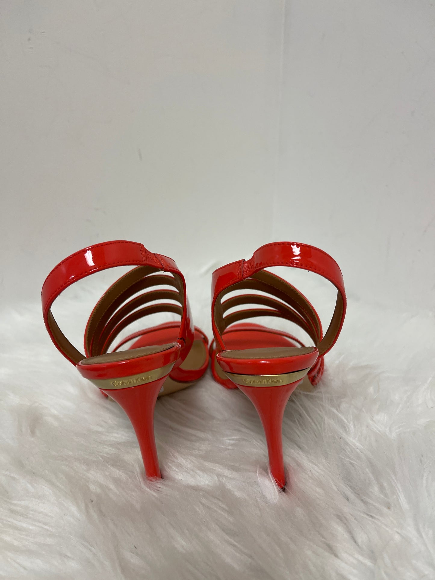 Orange Sandals Heels Stiletto Calvin Klein, Size 6.5