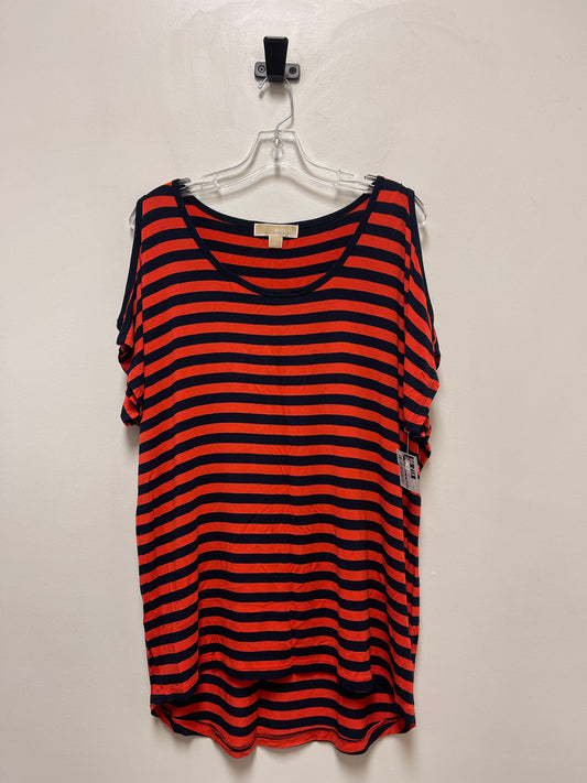 Striped Pattern Top Short Sleeve Michael By Michael Kors, Size L