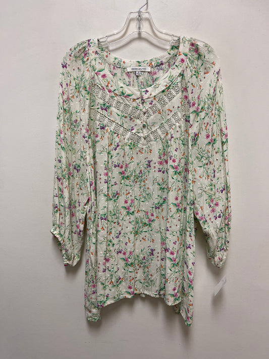 Top Long Sleeve By Rose And Olive In Floral Print, Size: 2x