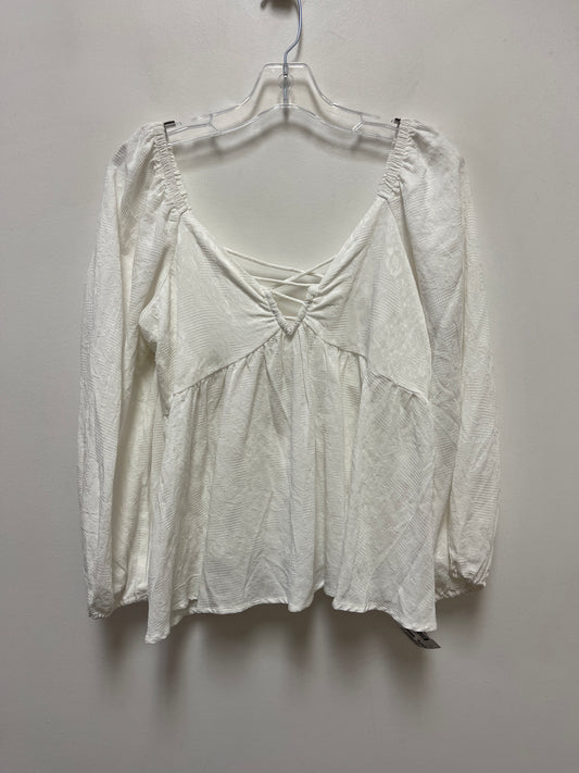 Top Long Sleeve By Ee Some In White, Size: M