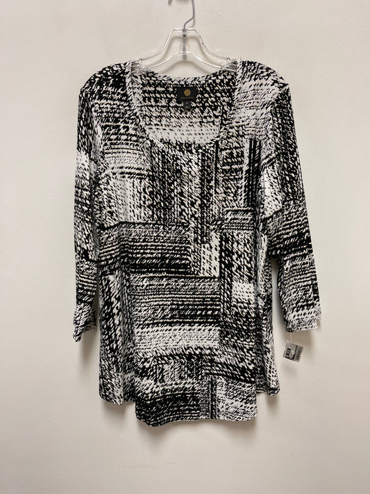 Top Long Sleeve By Jm Collections In Black & White, Size: Xl