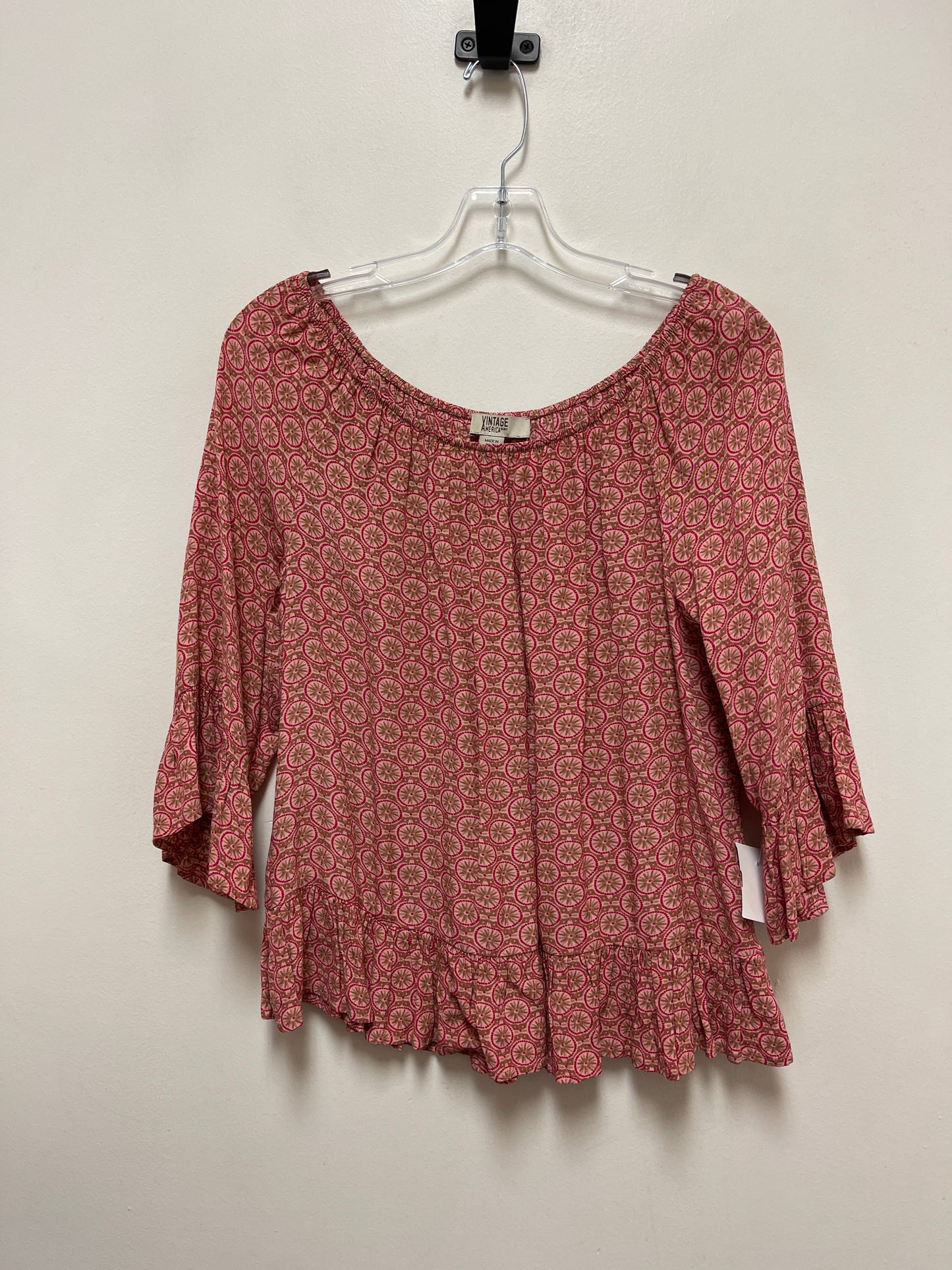 Top Long Sleeve By Vintage America In Pink, Size: M