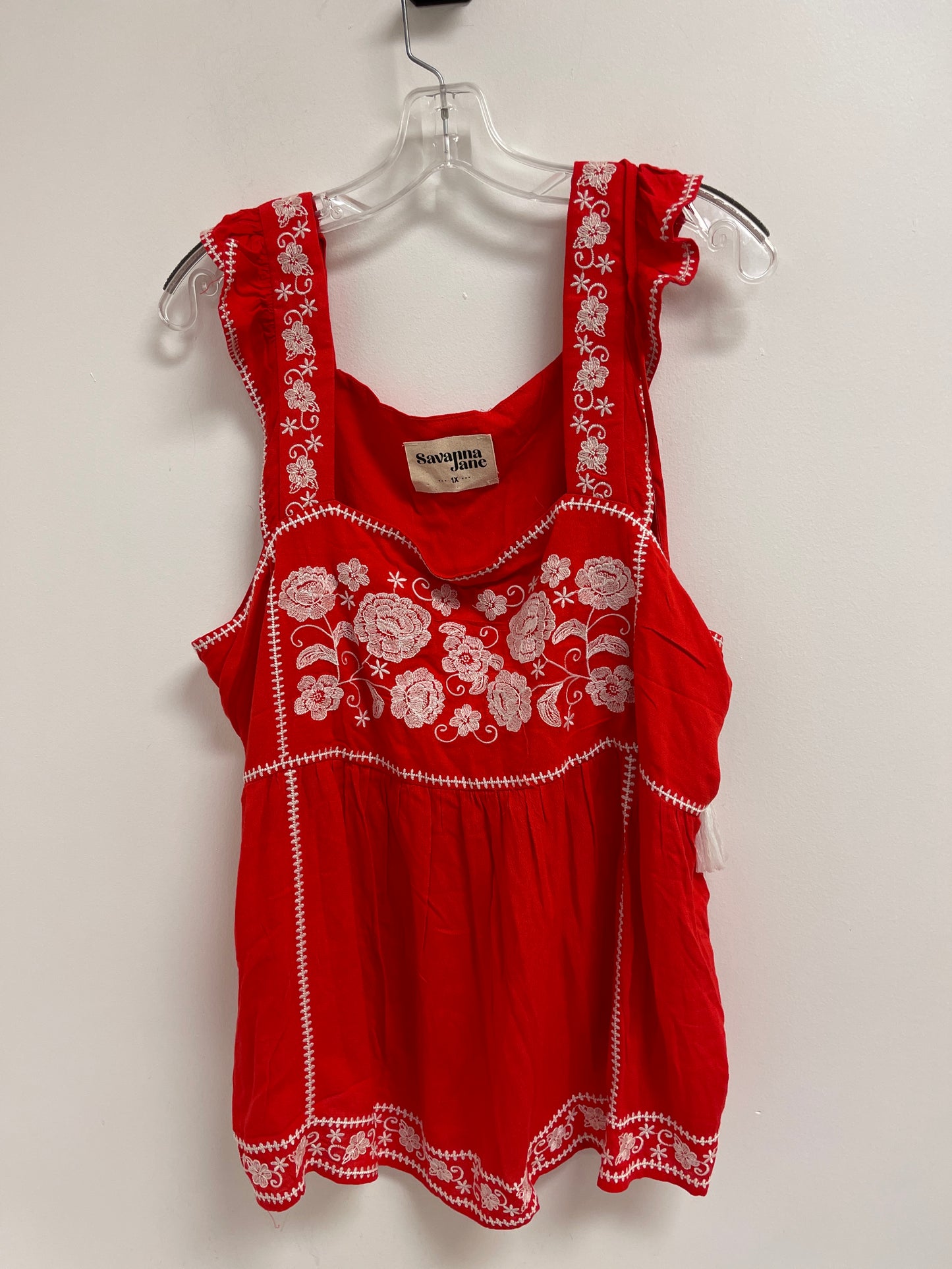 Top Sleeveless By Savanna Jane In Red, Size: 1x