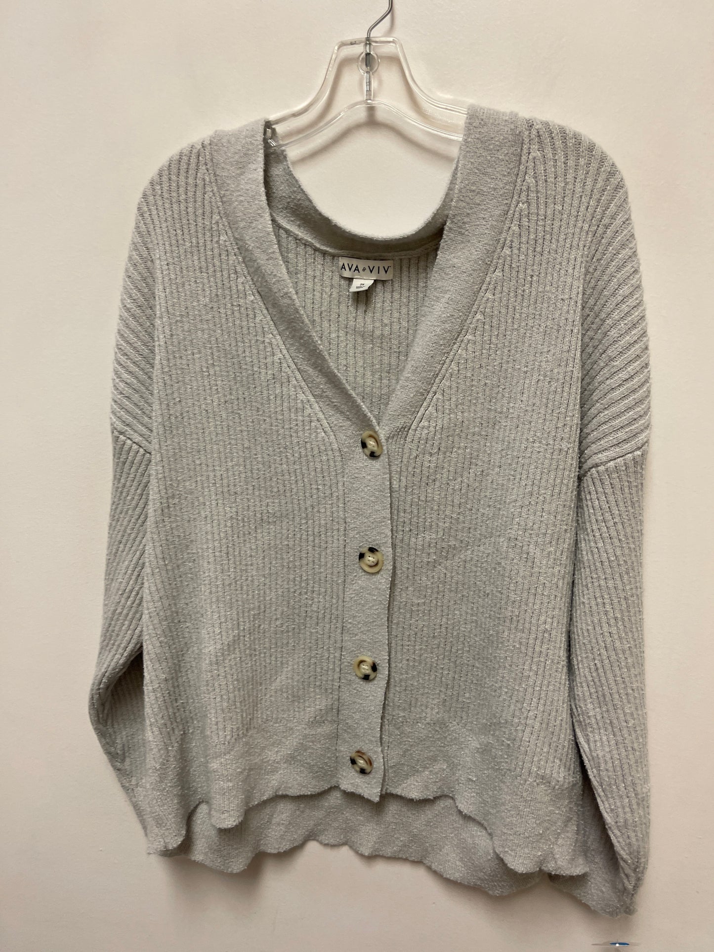 Cardigan By Ava & Viv In Grey, Size: 2x