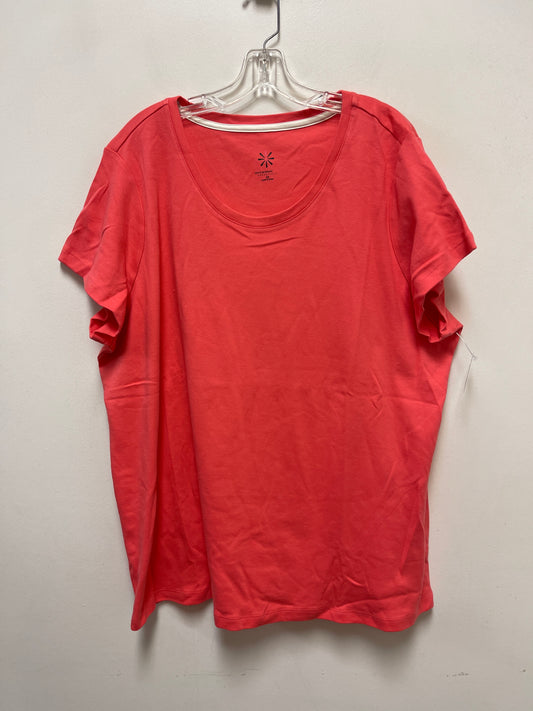 Top Short Sleeve Basic By Isaac Mizrahi Live Qvc In Coral, Size: 3x