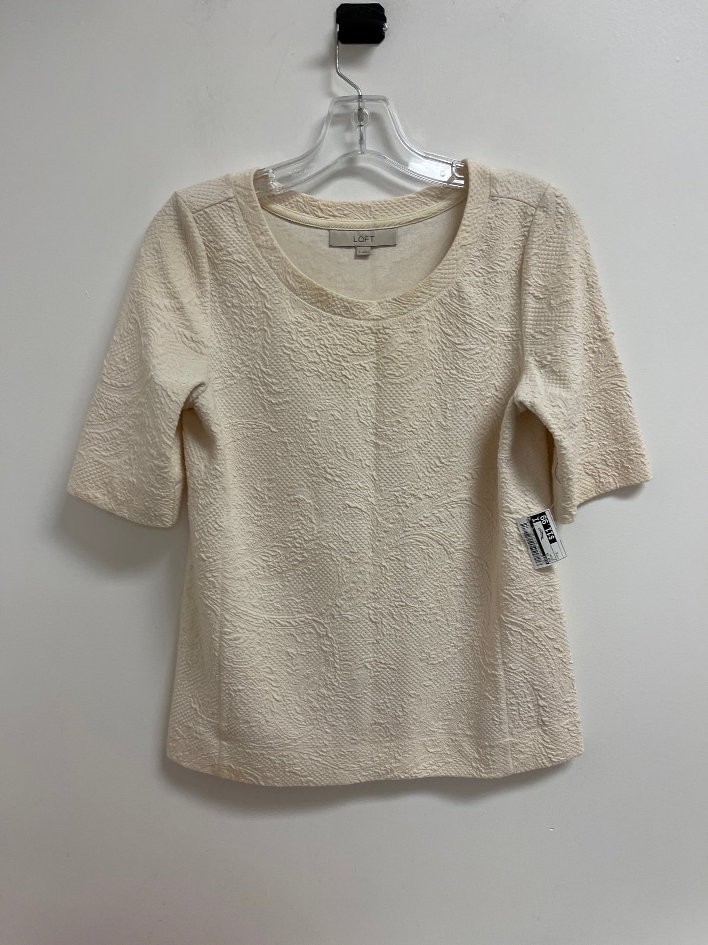 Top Short Sleeve By Loft In Cream, Size: S