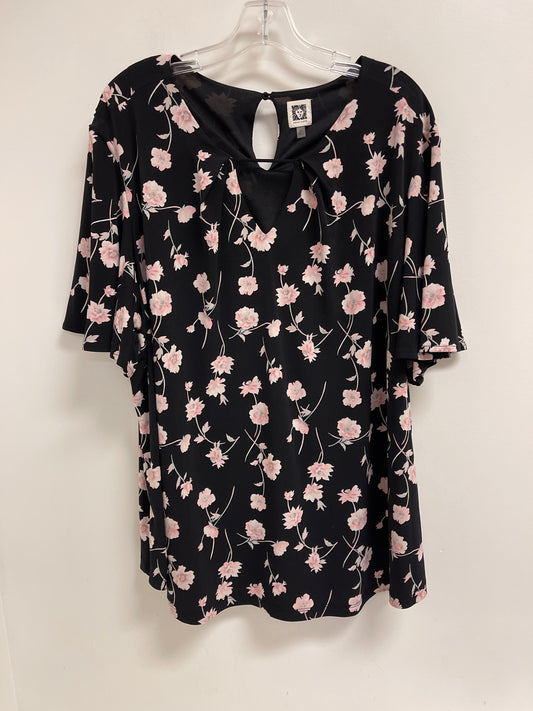 Top Short Sleeve By Anne Klein In Black, Size: 3x