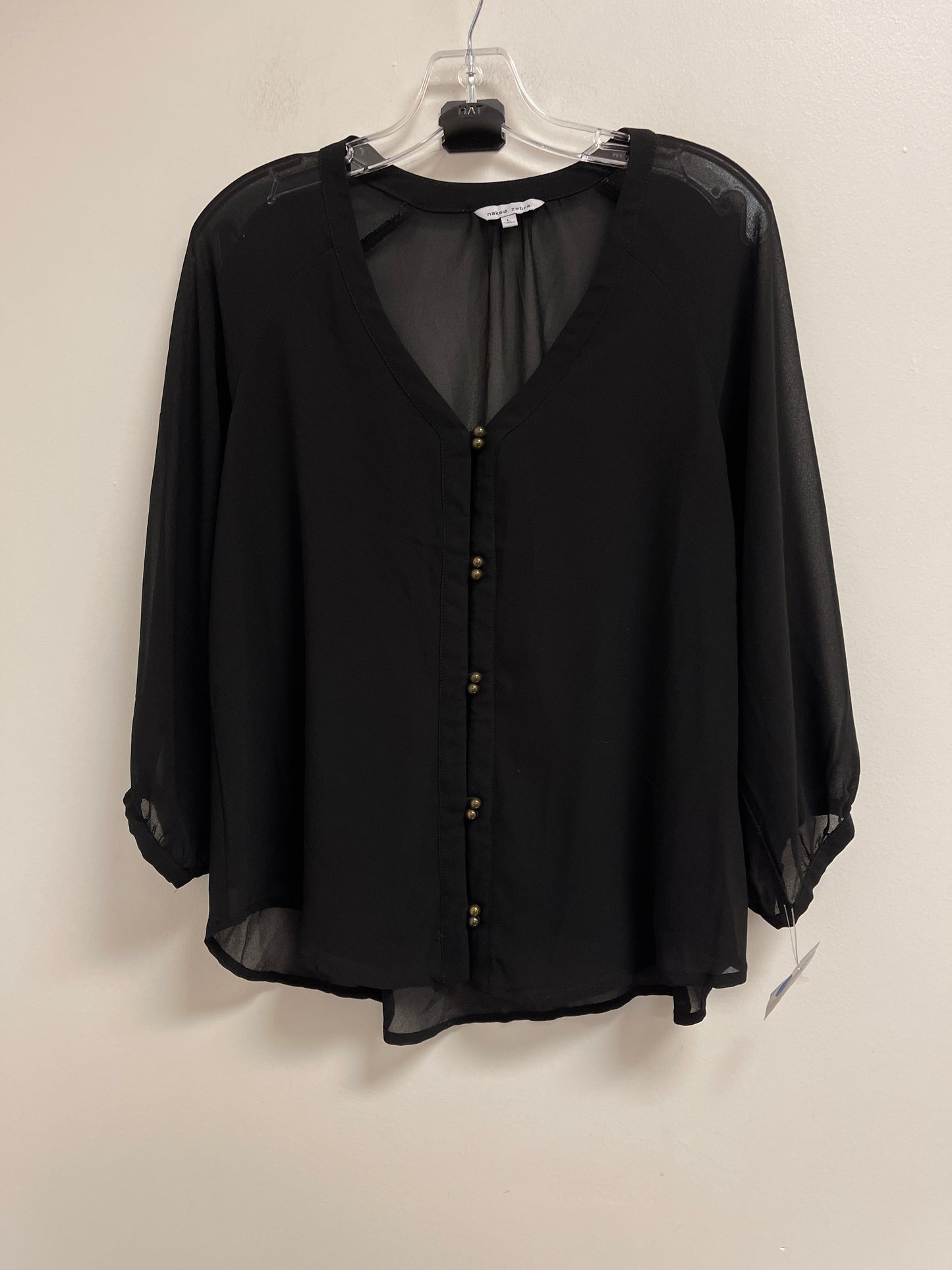 Top Long Sleeve By Naked Zebra In Black, Size: L