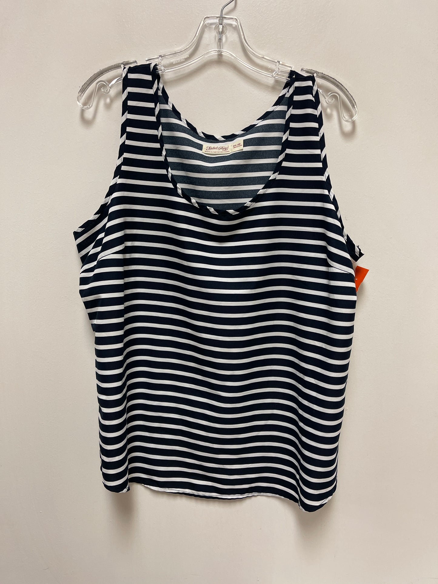 Top Sleeveless By Faded Glory In Blue & White, Size: 2x