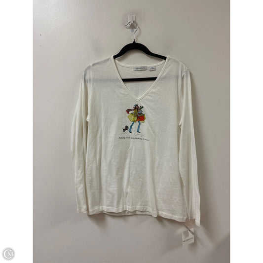 Top Long Sleeve By Liz Claiborne In White, Size: Xl