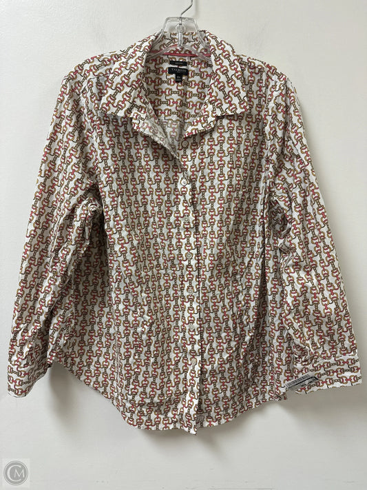 Top Long Sleeve By Talbots In Cream & Pink, Size: 2x
