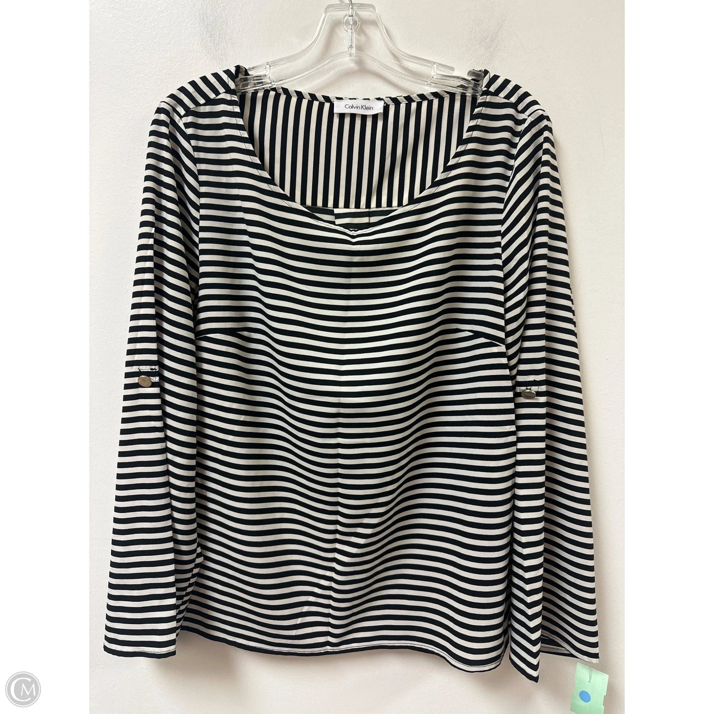 Top Long Sleeve By Calvin Klein In Striped Pattern, Size: Xl