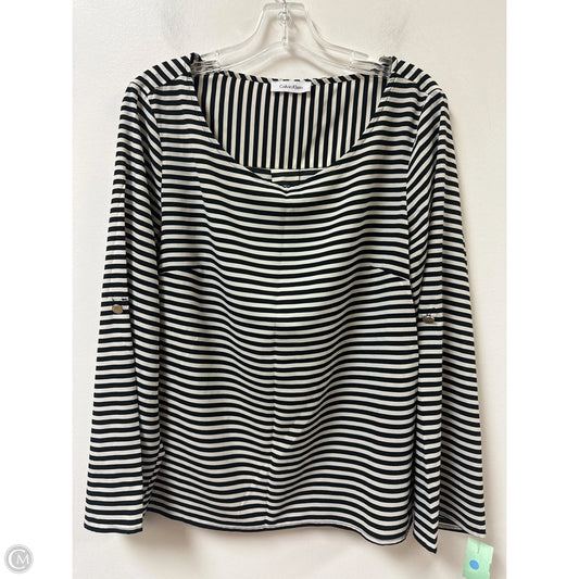 Top Long Sleeve By Calvin Klein In Striped Pattern, Size: Xl