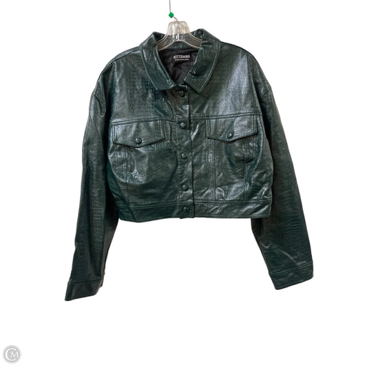 Jacket Moto By Clothes Mentor In Green, Size: 2x