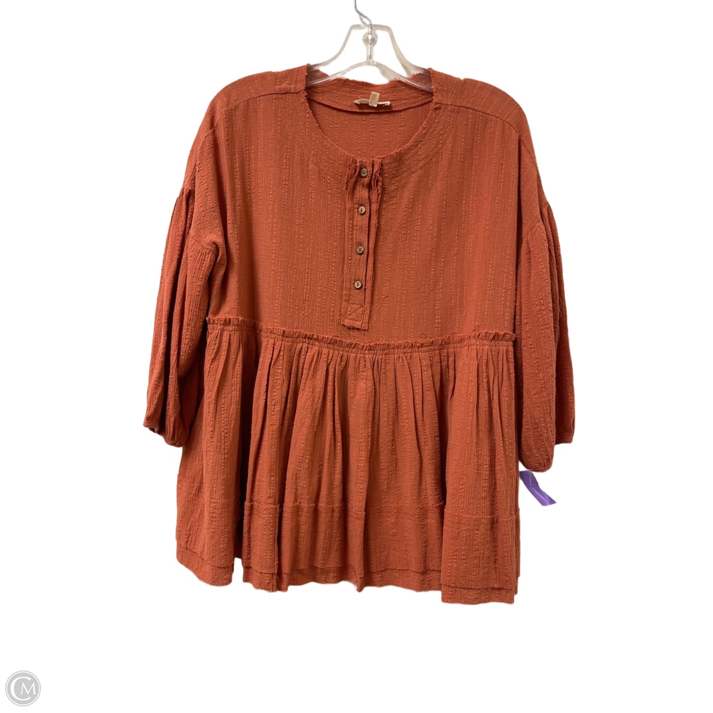 Top Long Sleeve By Easel In Orange, Size: S