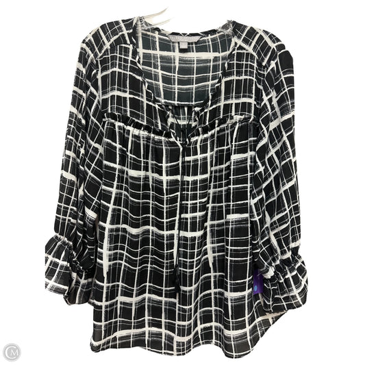 Top Long Sleeve By Valerie Stevens In Black, Size: 1x