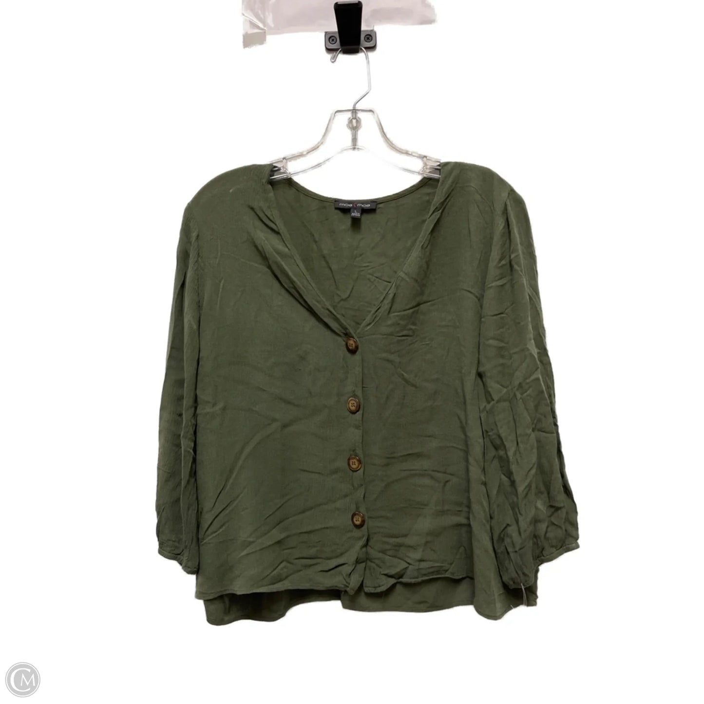 Top Long Sleeve By Moa Moa In Green, Size: L