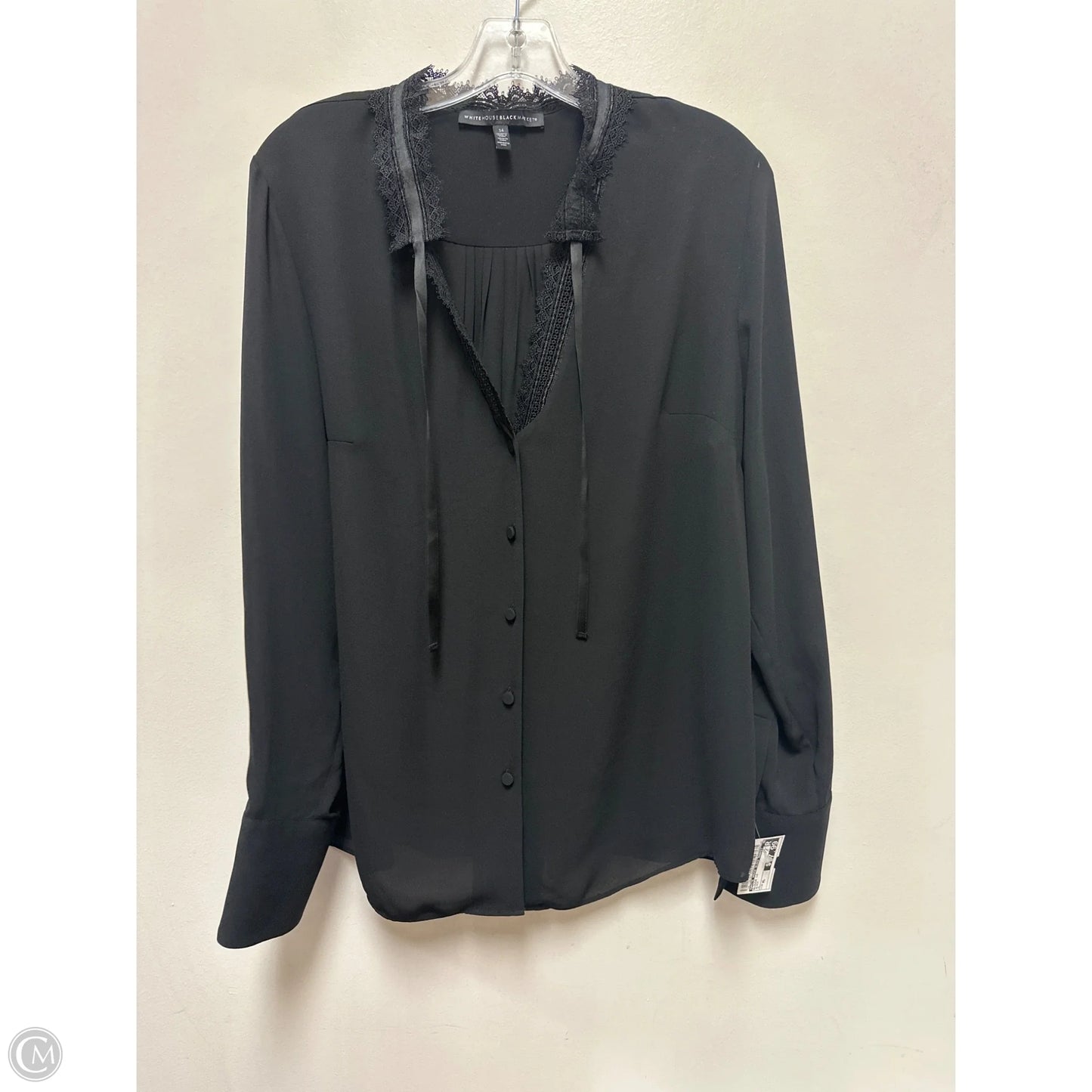 Blouse Long Sleeve By White House Black Market In Black, Size: Xl