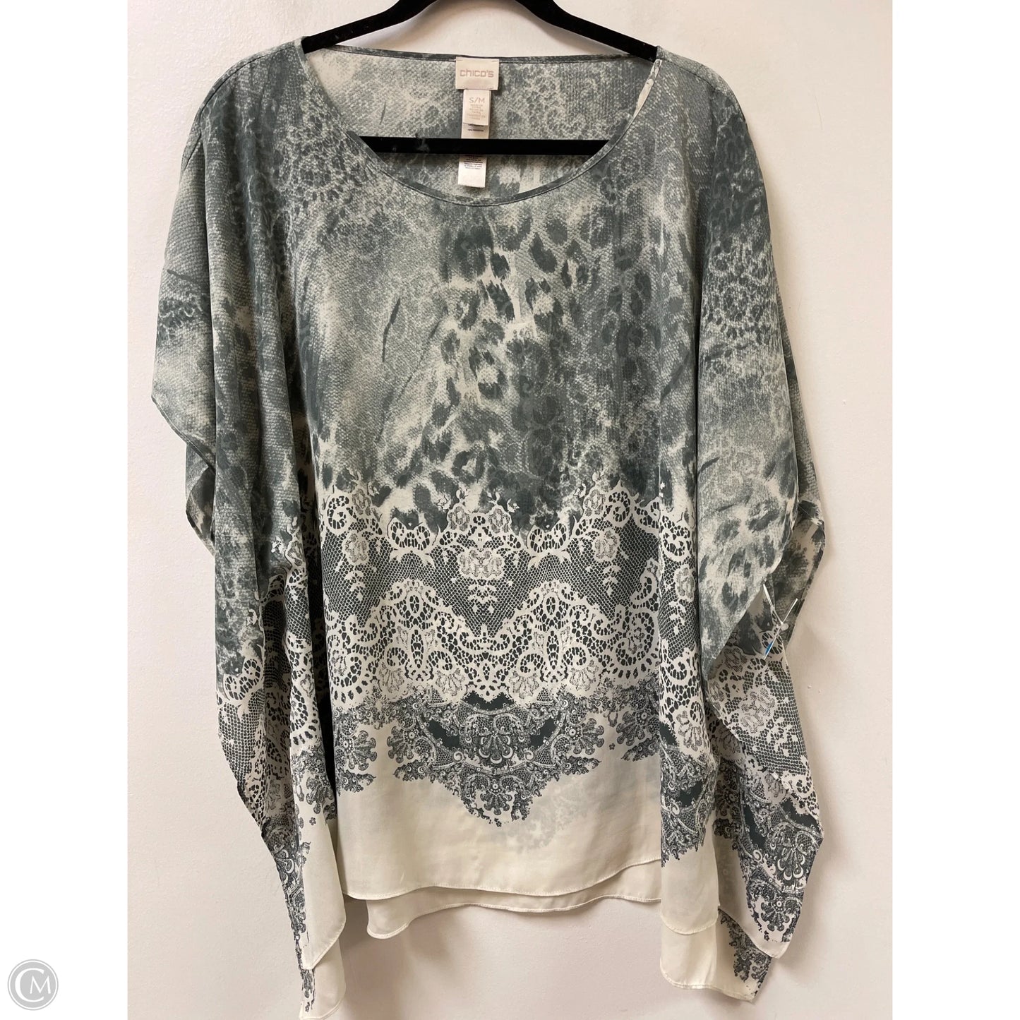 Top Short Sleeve By Chicos In Grey, Size: S