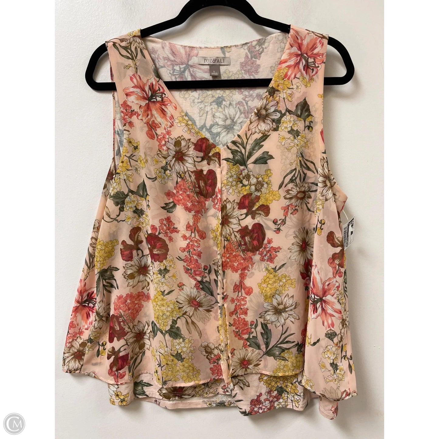 Top Sleeveless By Roz And Ali In Pink, Size: L