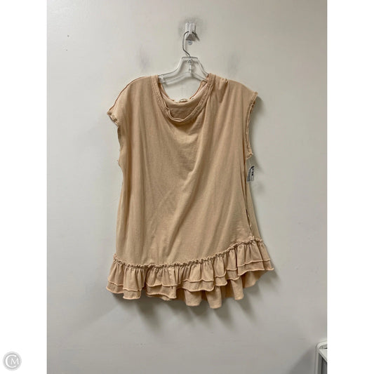 Tunic Short Sleeve By Clothes Mentor In Tan, Size: S