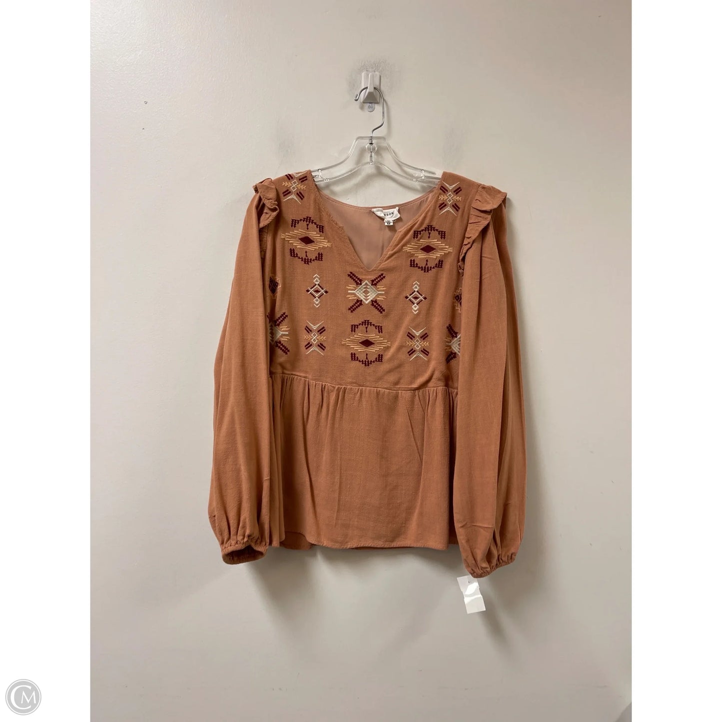 Top Long Sleeve By Clothes Mentor In Brown, Size: M