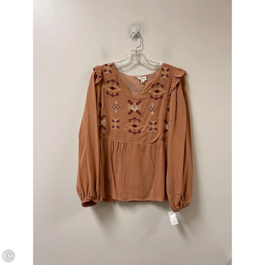 Top Long Sleeve By Clothes Mentor In Brown, Size: M
