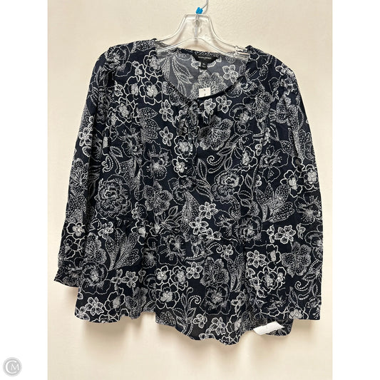 Top Long Sleeve By Banana Republic In Navy, Size: Xl